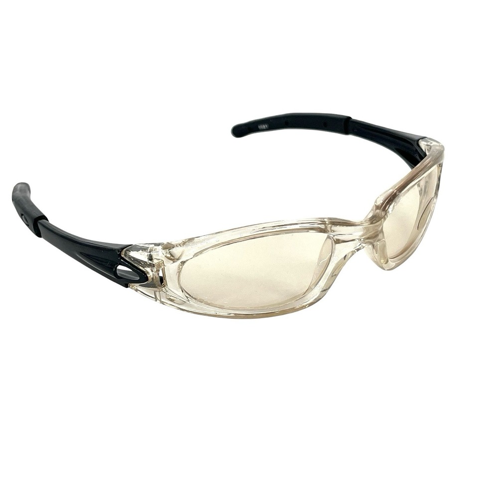 Y2K Wraparound Sunglasses Clear Champagne Amber Lens Sport Cyber UV400